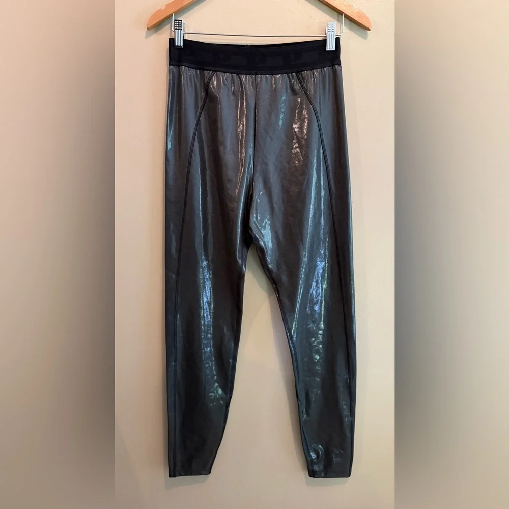 Pink Active Charcoal Black Metallic Leggings